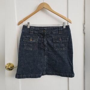 Reitmans Dark Denim Mini Skirt Casual Chic Wear - Cutout Skort 14" Waist